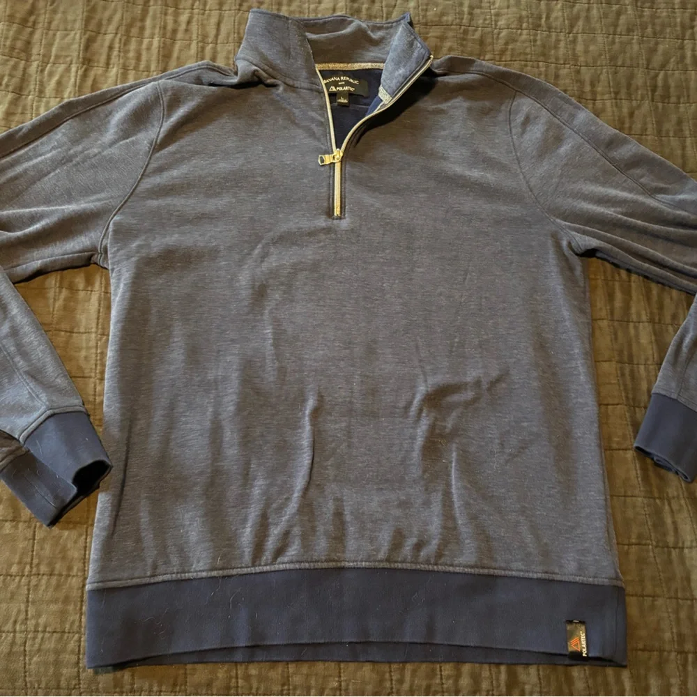 Banana Republic Polartec Quarter Zip Pullover Mens Large Blue Fleece‎ Sweater